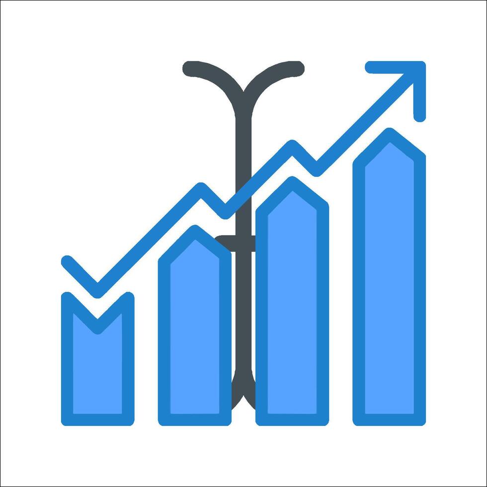 A graph chart with a fork and a line vector