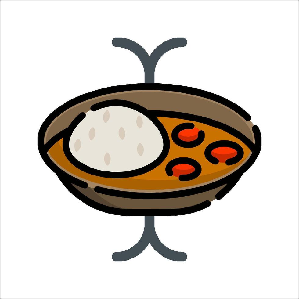 An icon of a bowl of curry and rice vector