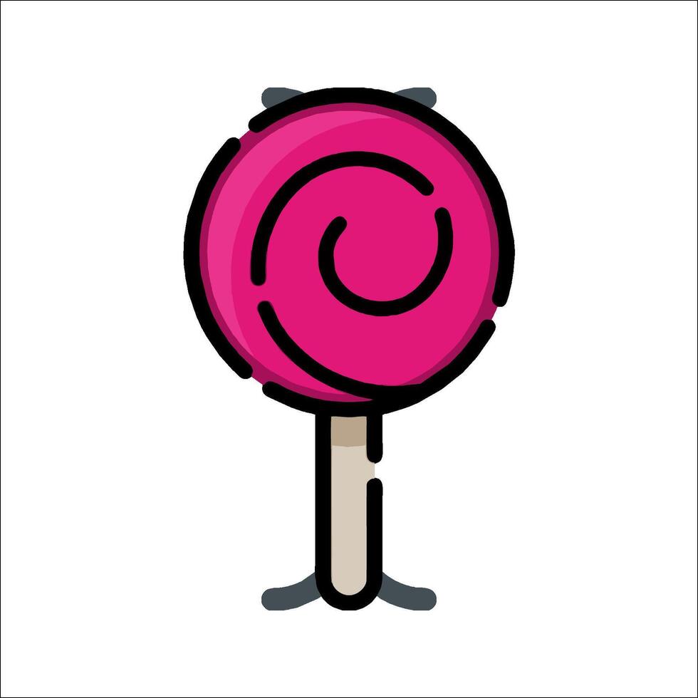 A pink lollipop on a stick with a white background vector