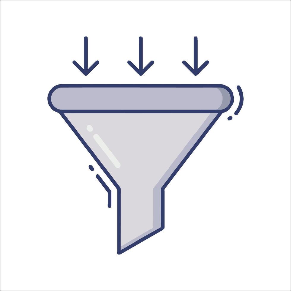 A funnel with arrows pointing up and down vector