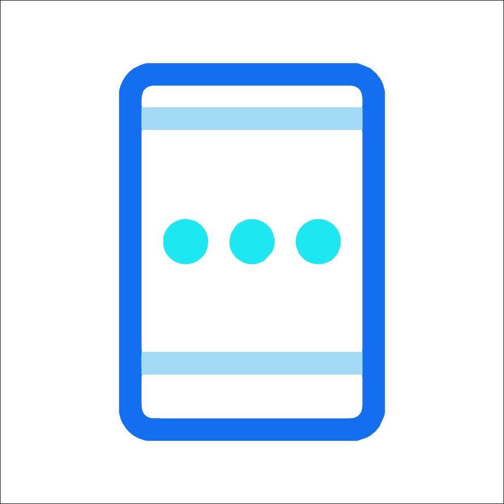 A blue and white phone with four dots on it vector