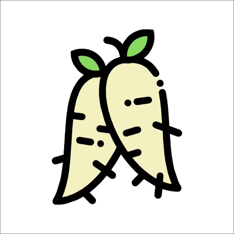 Two carrots are shown in a cartoon style vector