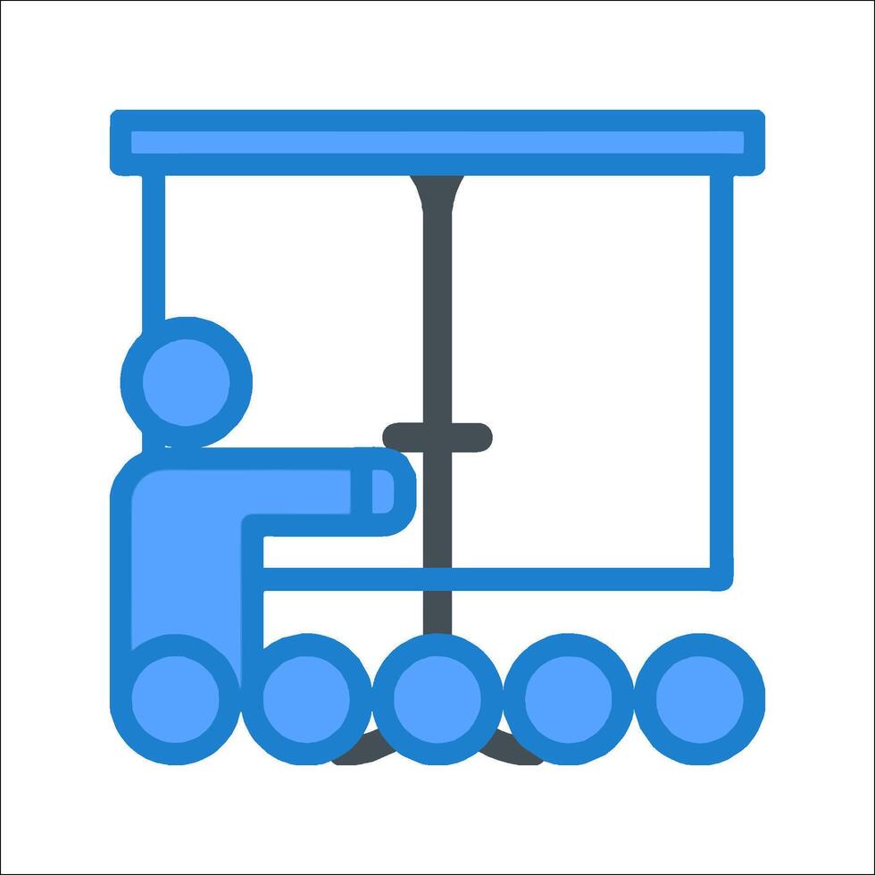 A blue icon of a man holding a projector vector