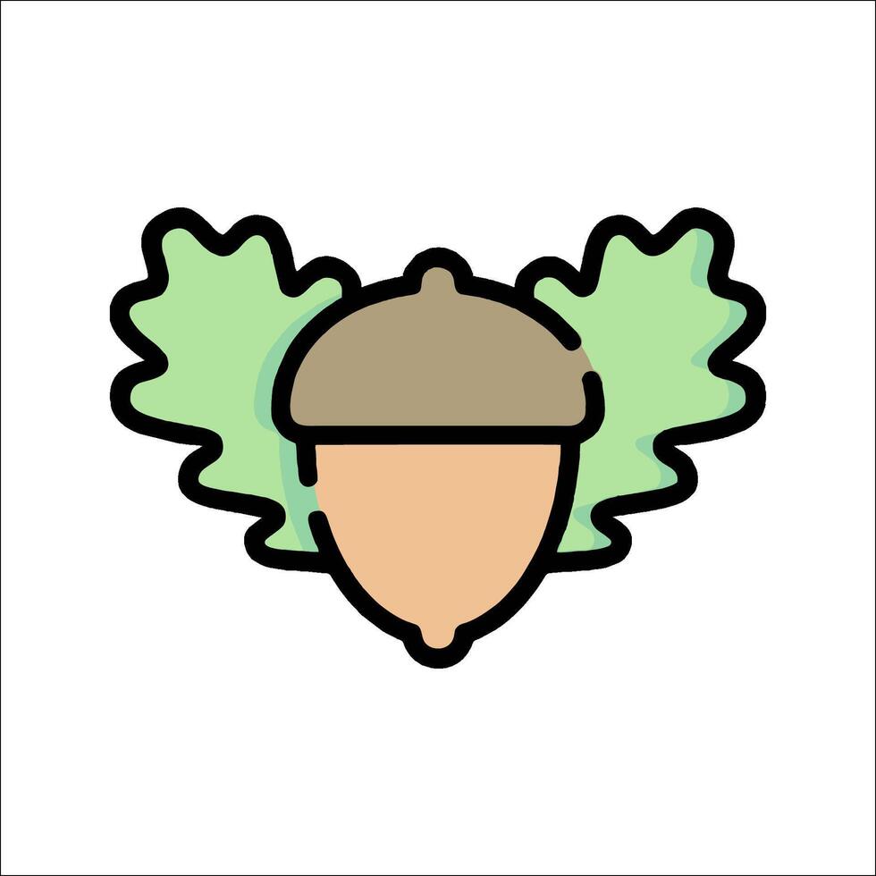 A cartoon acorn with leaves on it vector