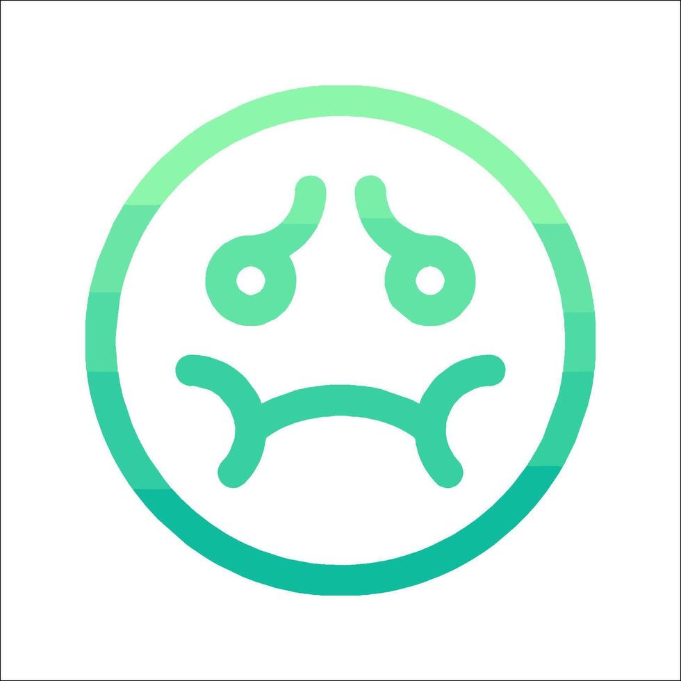 A green and blue icon with a sad face vector
