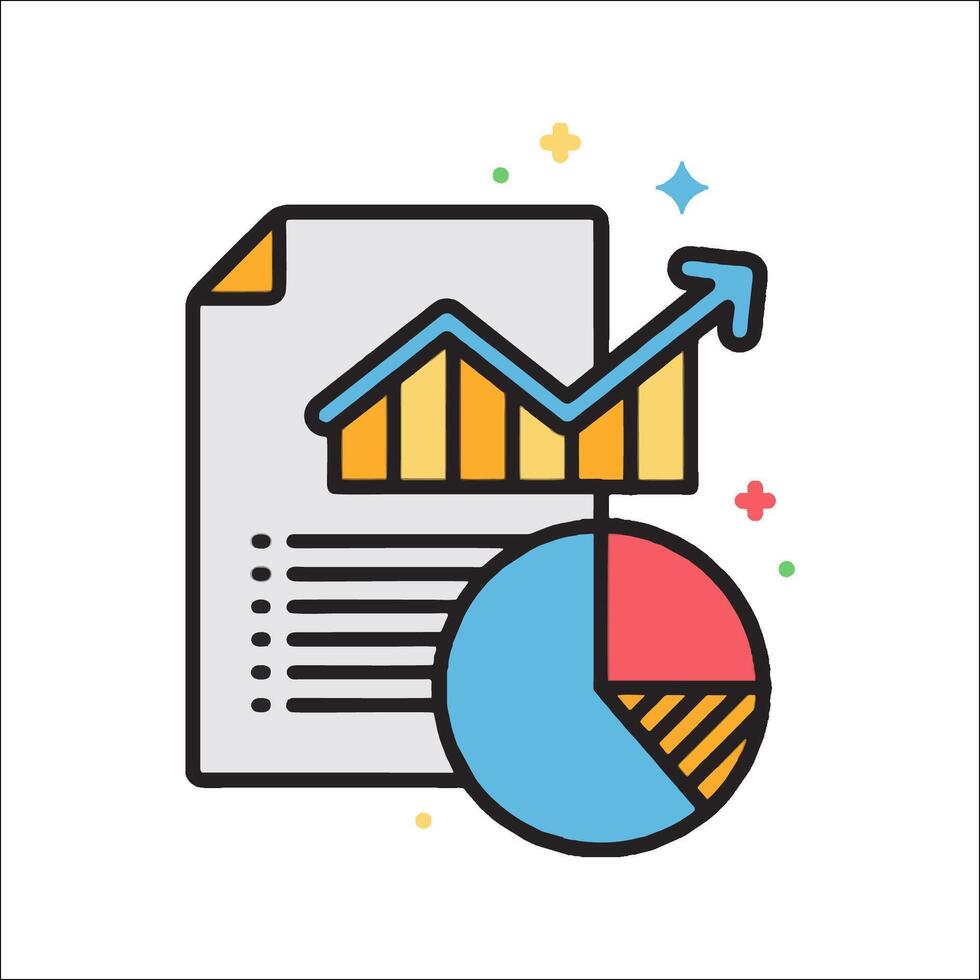 un documento con un tarta gráfico y un grafico vector
