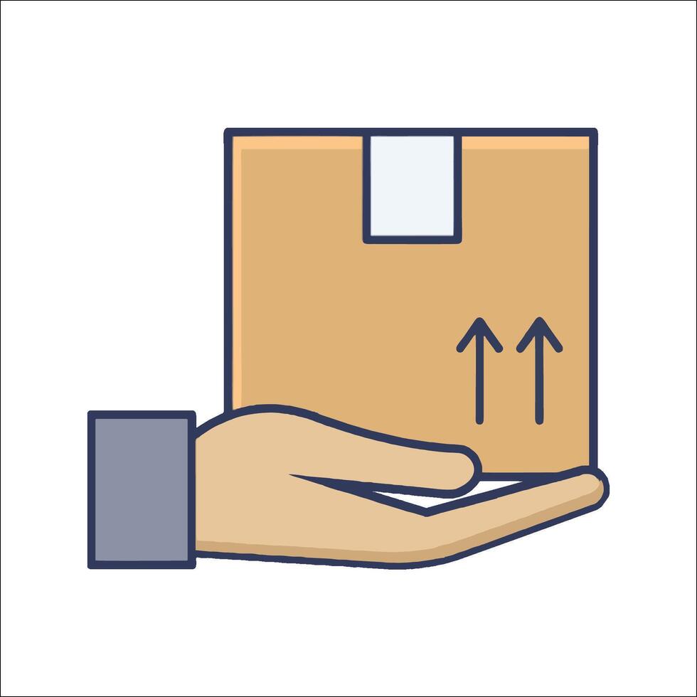 Hand holding a box with arrows pointing up vector