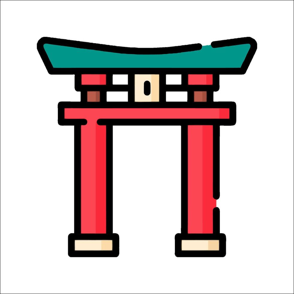 Japanese tori gate icon illustration vector
