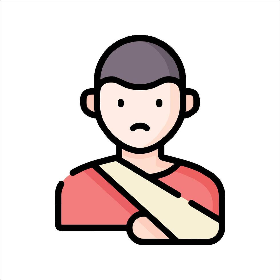 A man with a broken arm and bandage on his arm vector