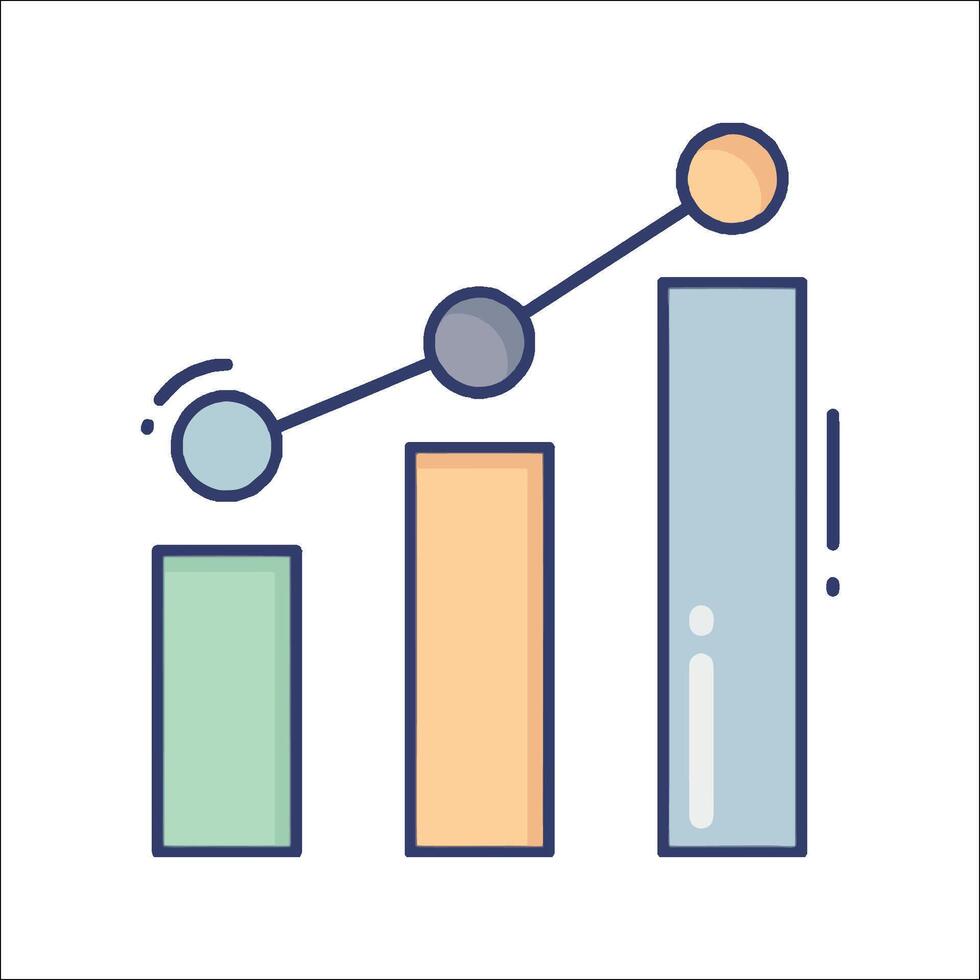 An icon of a bar chart with a graph going up vector