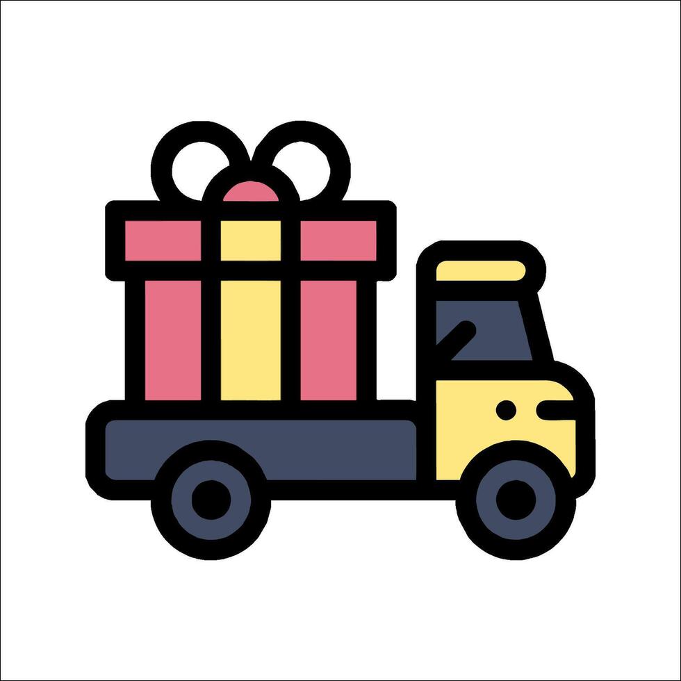 A truck with a gift box on top vector