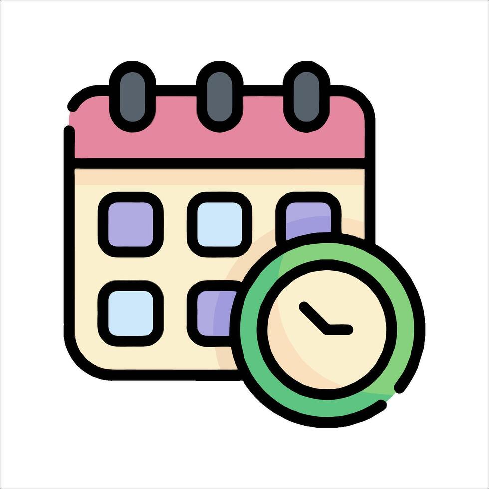 Calendar icon with clock illustration vector