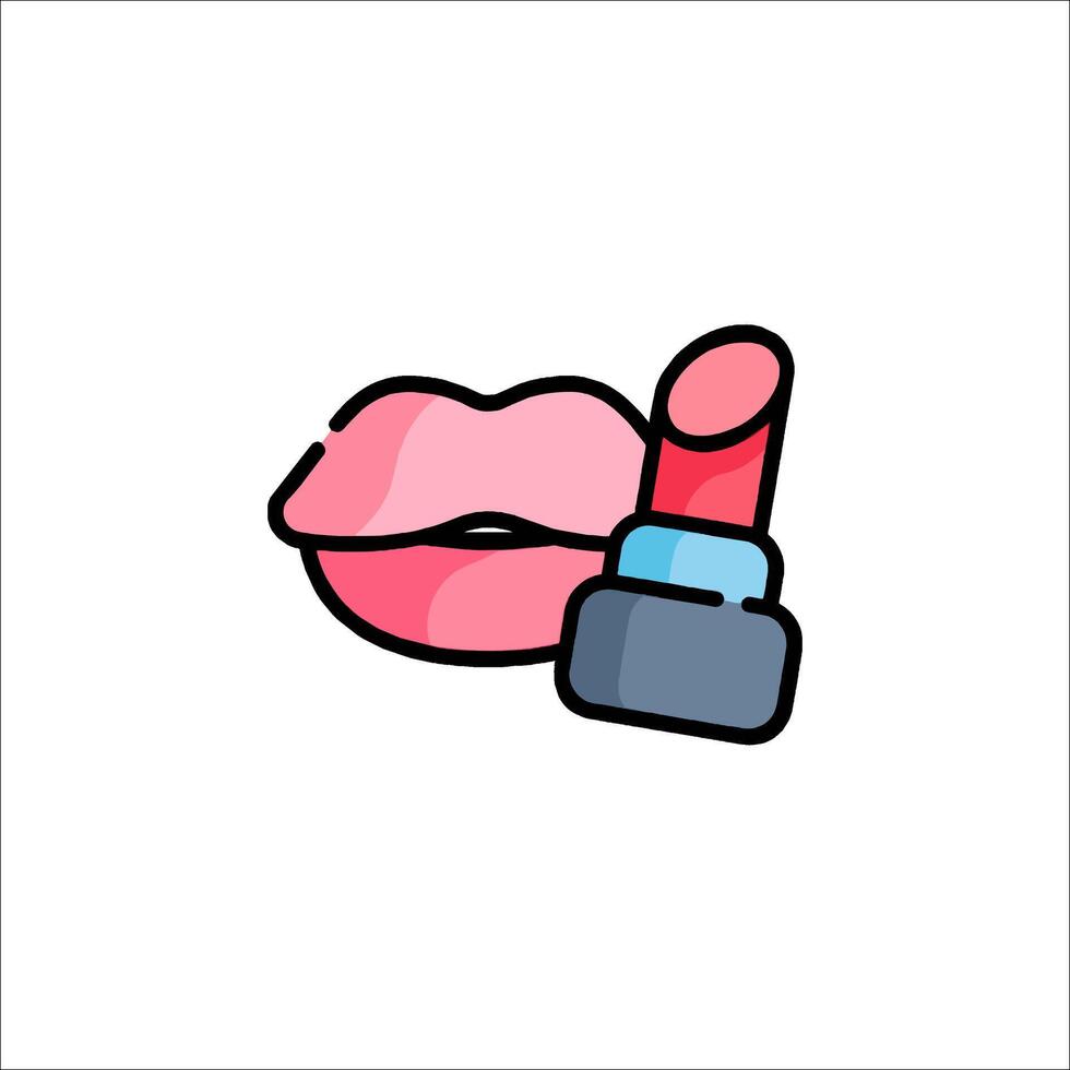 Lipstick and lipstick icon on white background vector
