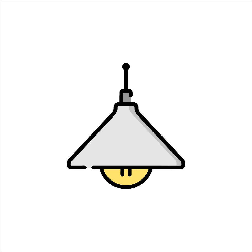 A lamp hanging from a ceiling with a yellow light bulb vector