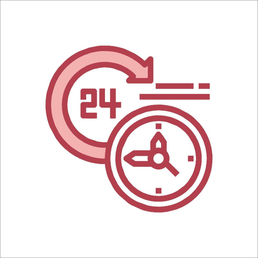 A clock and a clock face with a red arrow vector