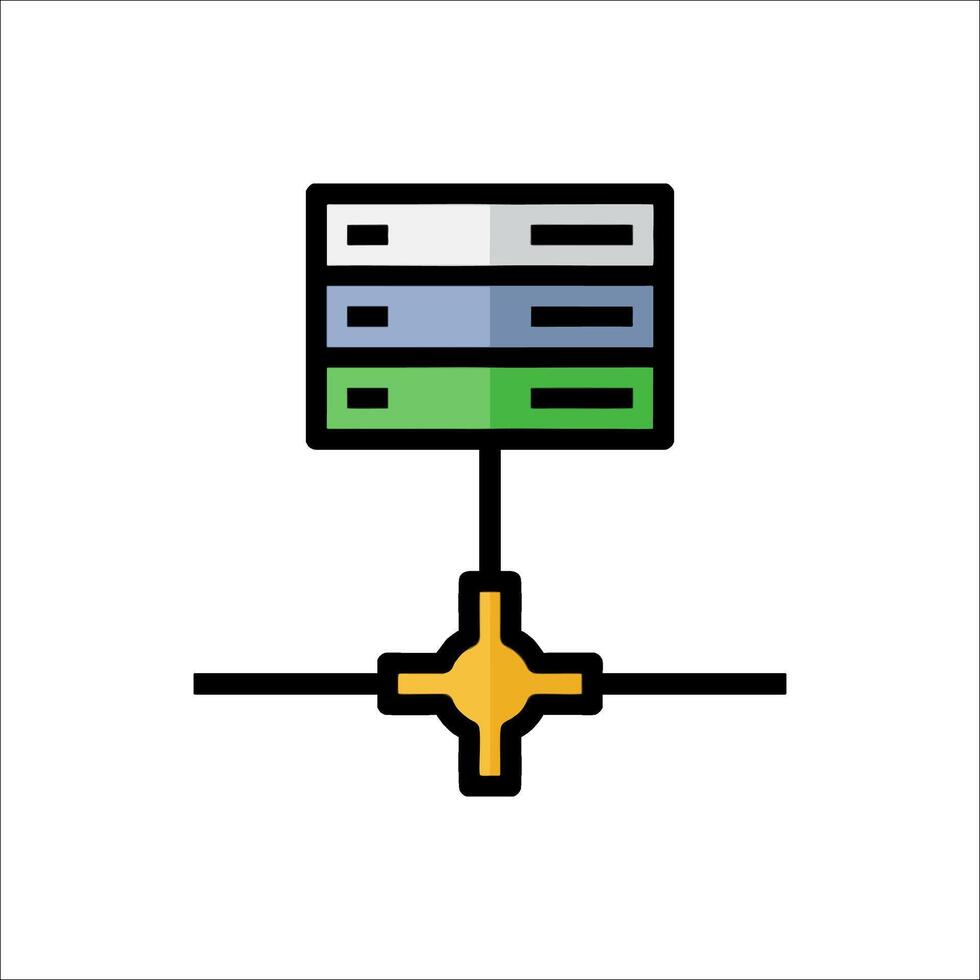 A computer with a yellow and green icon vector