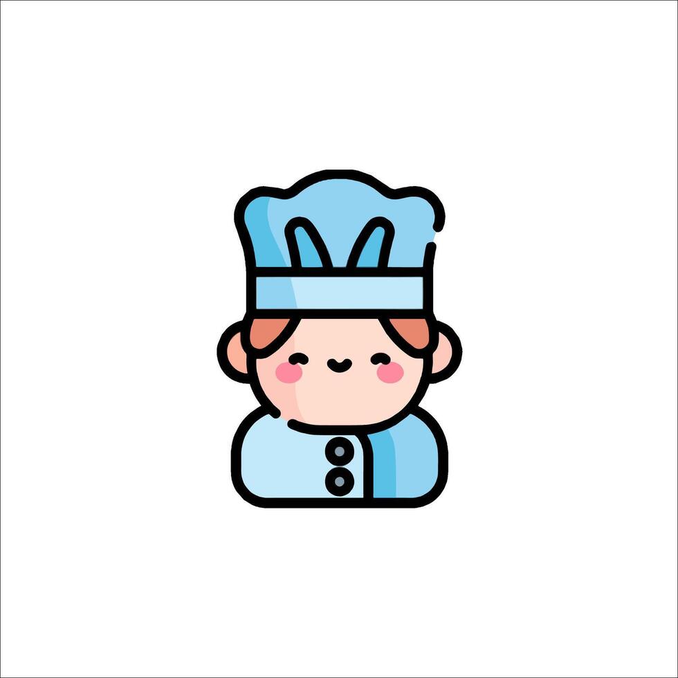 A cartoon chef icon with a hat on vector