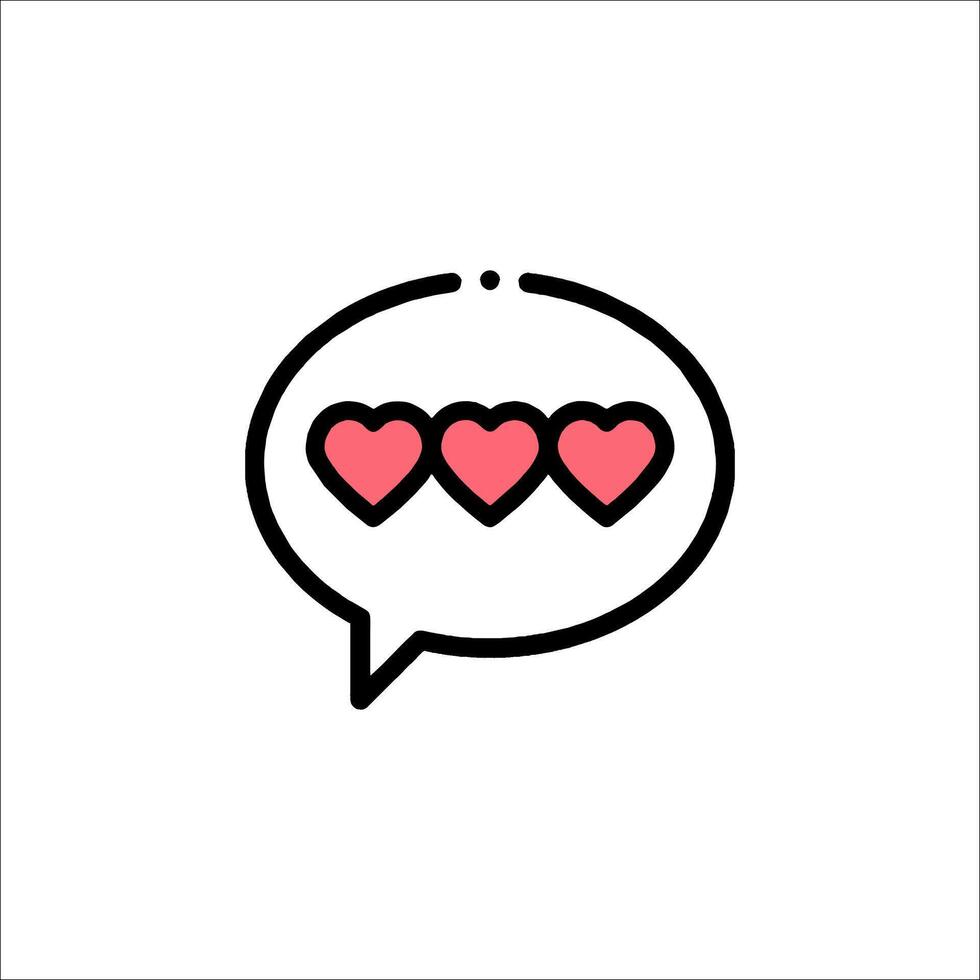 A speech bubble with three hearts in it vector