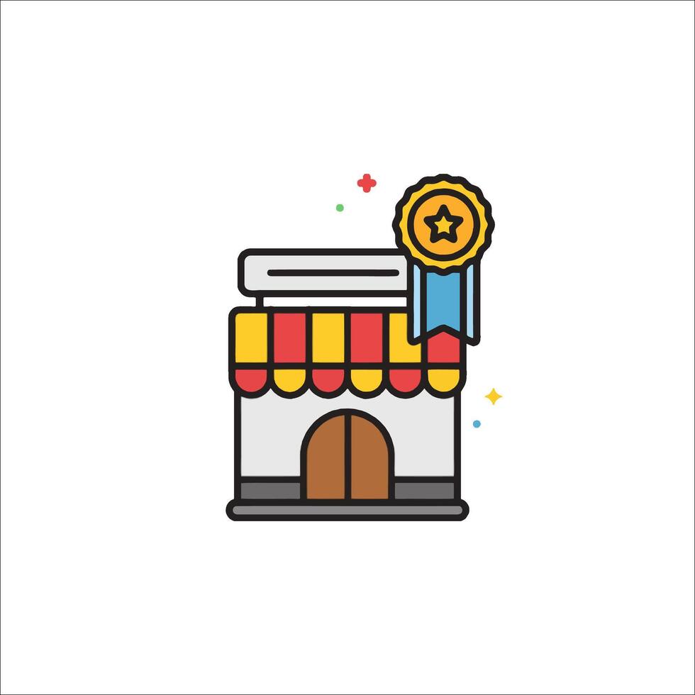 A shop with a ribbon on it and a star vector