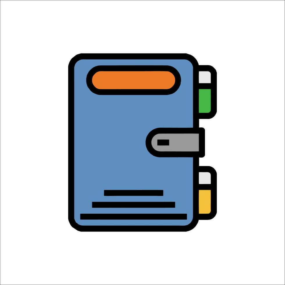 A blue notebook with a pen and pencil vector