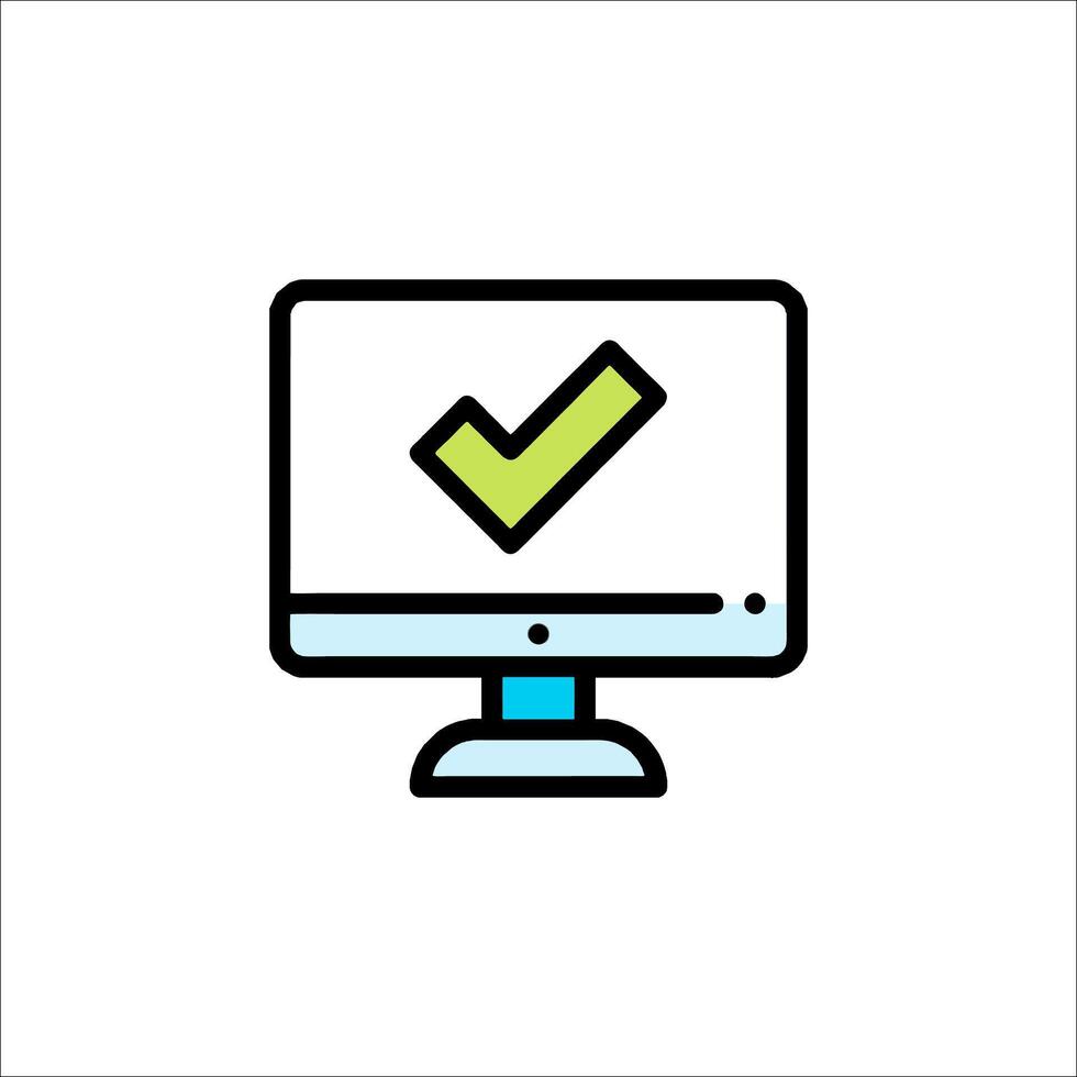 Checkmark icon on a computer monitor vector