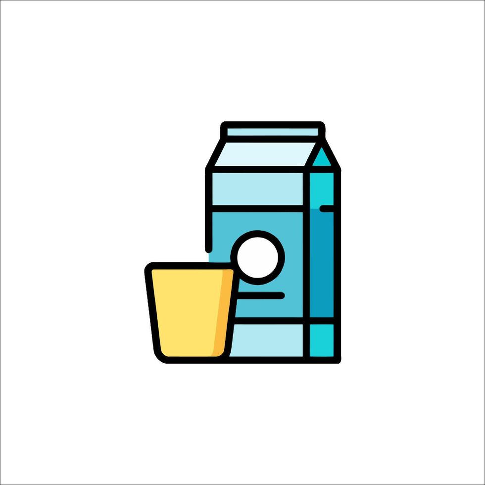 A milk carton and a glass of milk vector