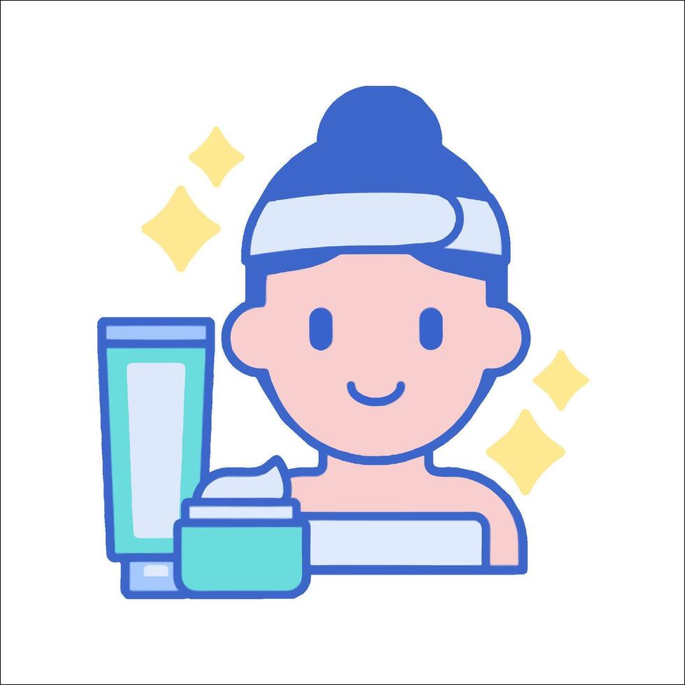 A woman with a towel on her head and a tube of cream vector