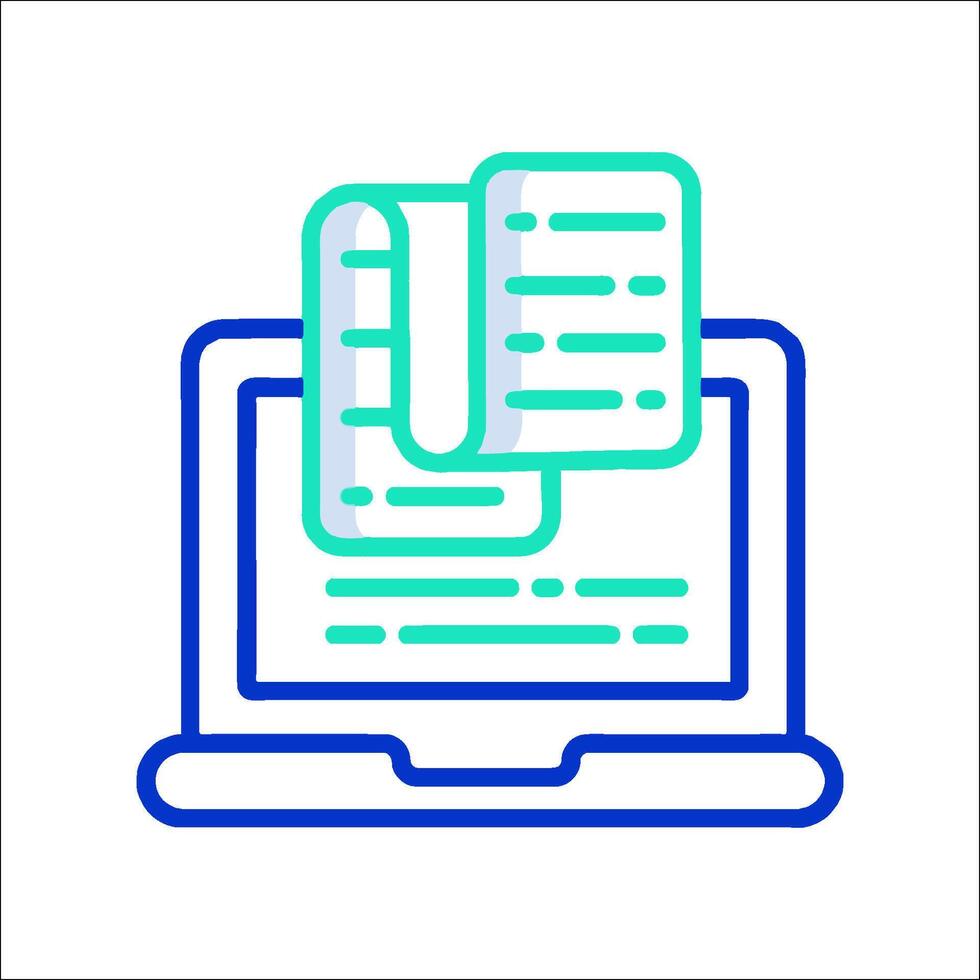 A laptop with a paper document on it vector