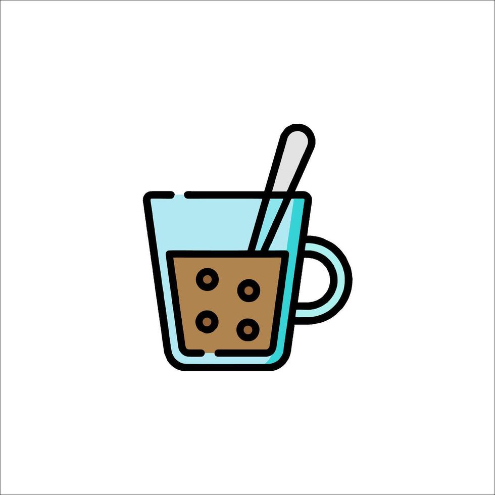 Coffee cup icon with spoon and chocolate chips vector