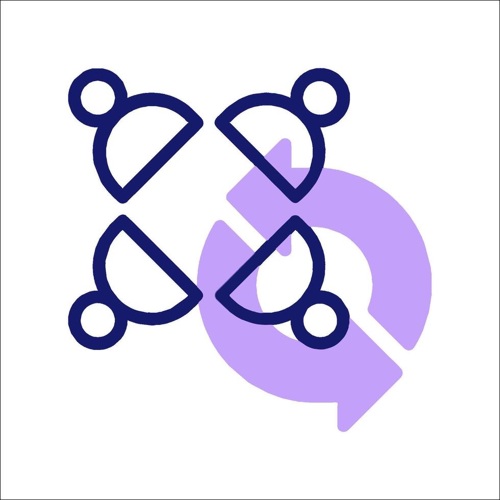 A purple and blue icon with a circle and a cross vector