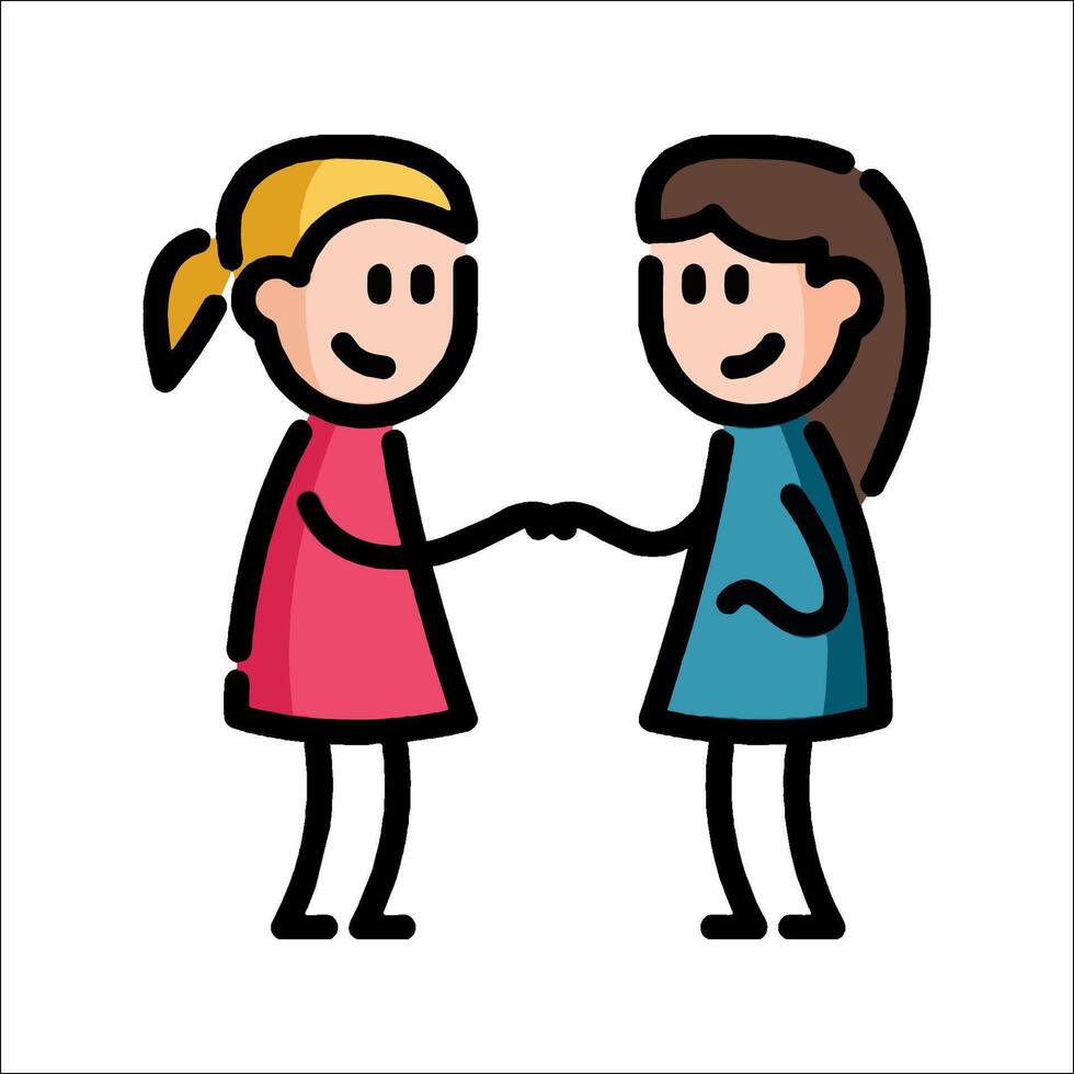 Two women shaking hands with each other illustration vector