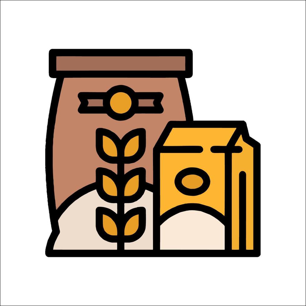 Grain bag and bag of flour icon illustration vector