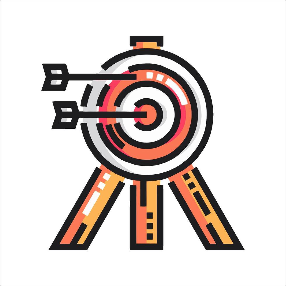 An arrow is hitting a target in the center of a target vector