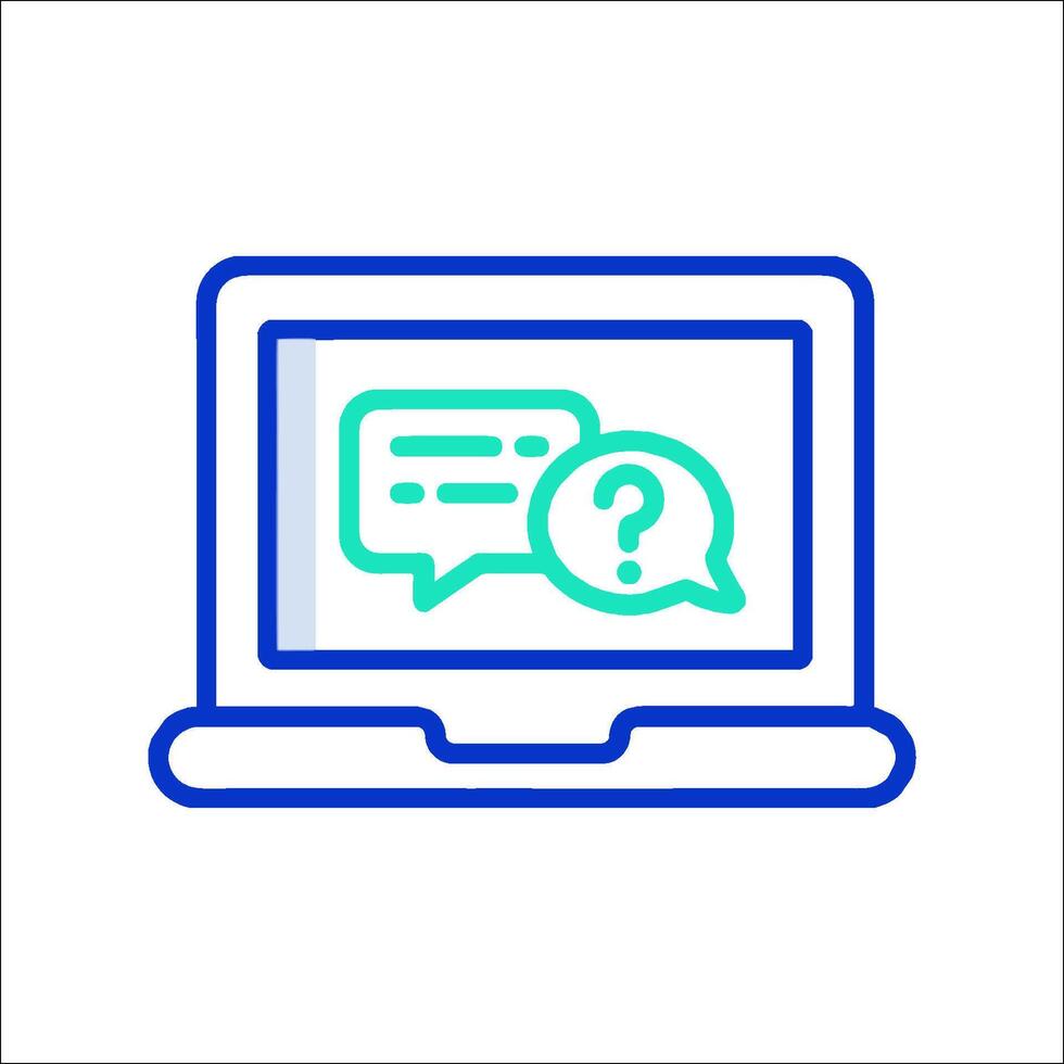 A laptop with a question mark icon vector