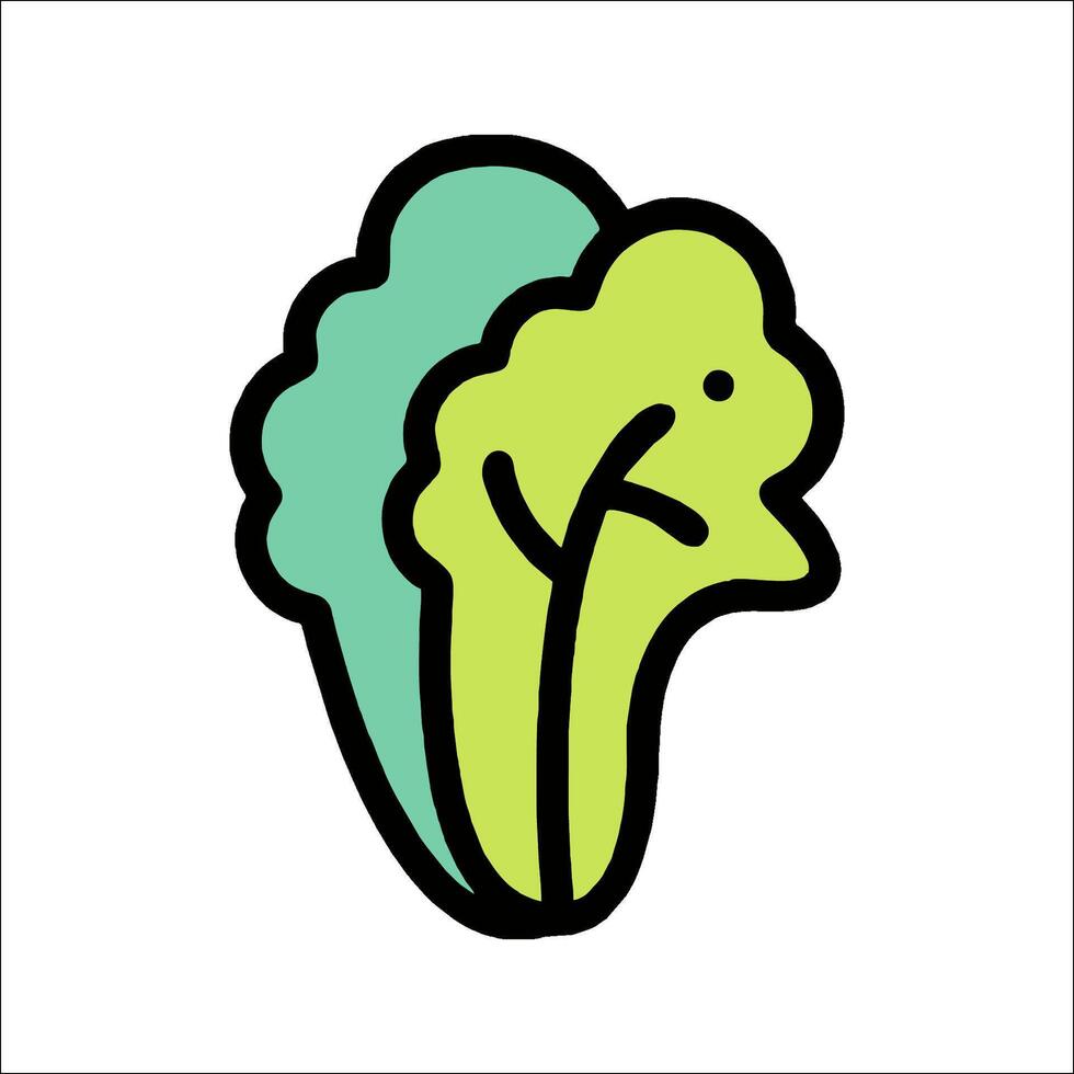 A green and blue leafy vegetable icon vector