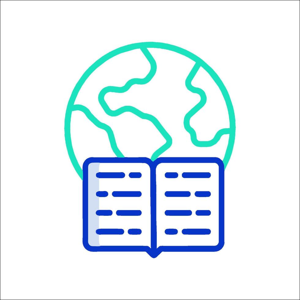 An open book with a globe on it vector