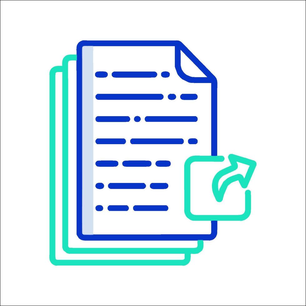 A document with a green arrow pointing to it vector
