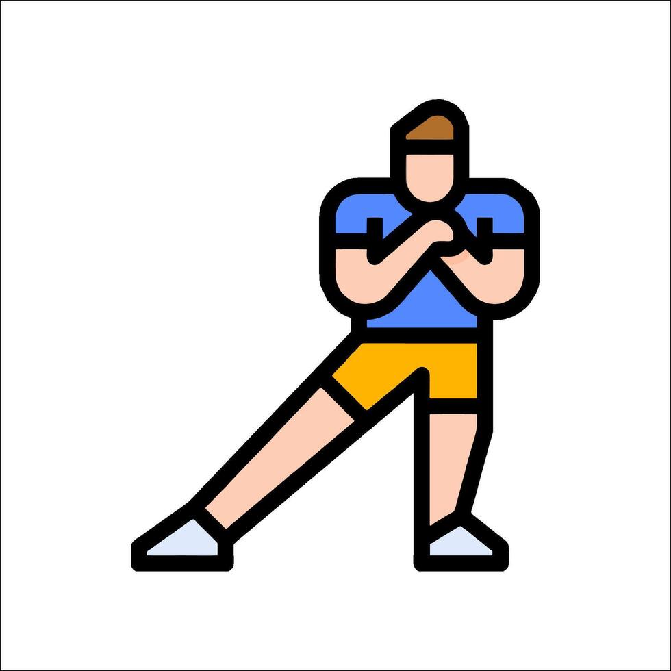 A man is doing a squat in a line icon vector