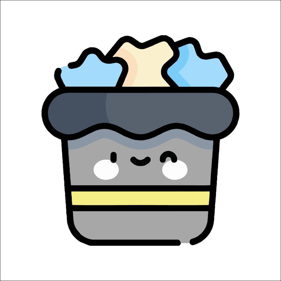 A cartoon bucket with a face and a smile vector