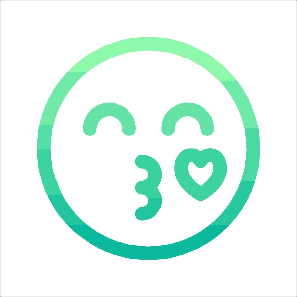 A green and white emoji with a heart vector