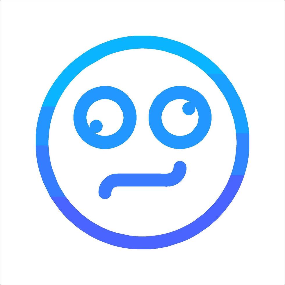 A blue and white icon with a face looking sad vector