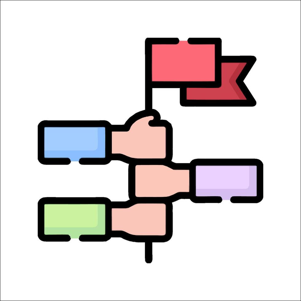 A hand holding a flag and a hand holding a flag vector