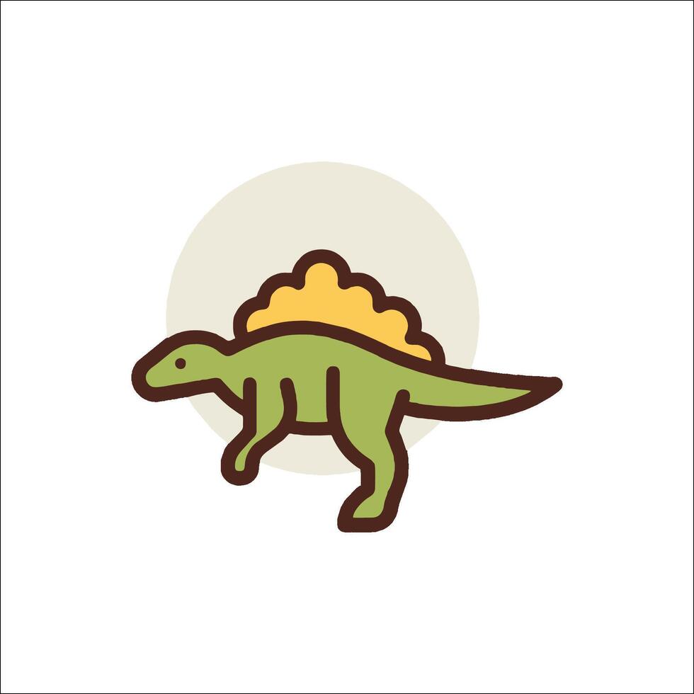 A dinosaur icon with a yellow and green background vector