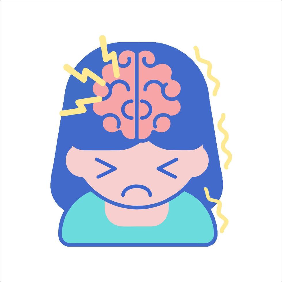 Illustration of a woman with a headache vector