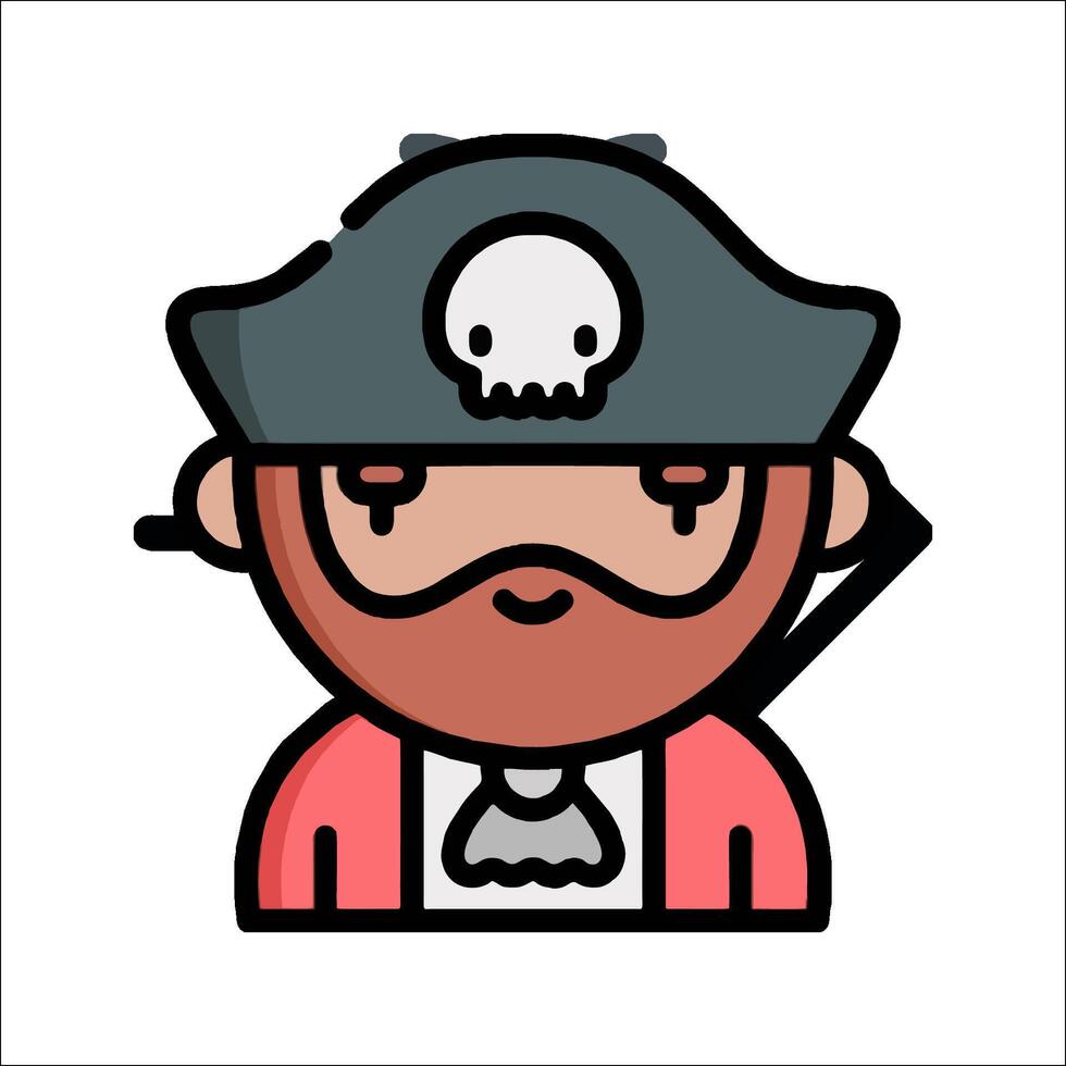 A cartoon pirate with a skull on his head vector