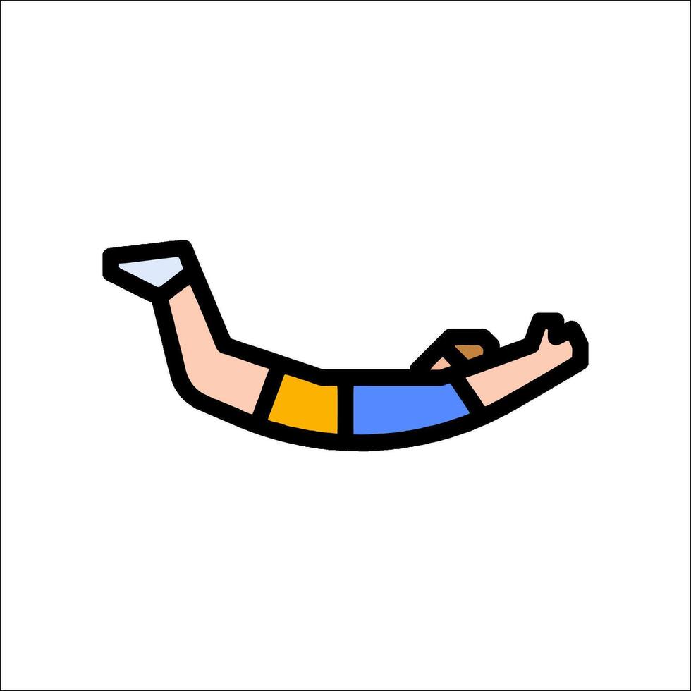 A man lying on his back with his legs up vector