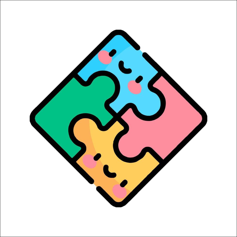 A puzzle piece with two faces and a smile vector