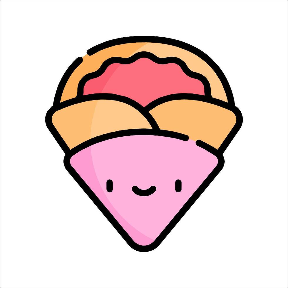 A cartoon ice cream cone with a smiley face vector