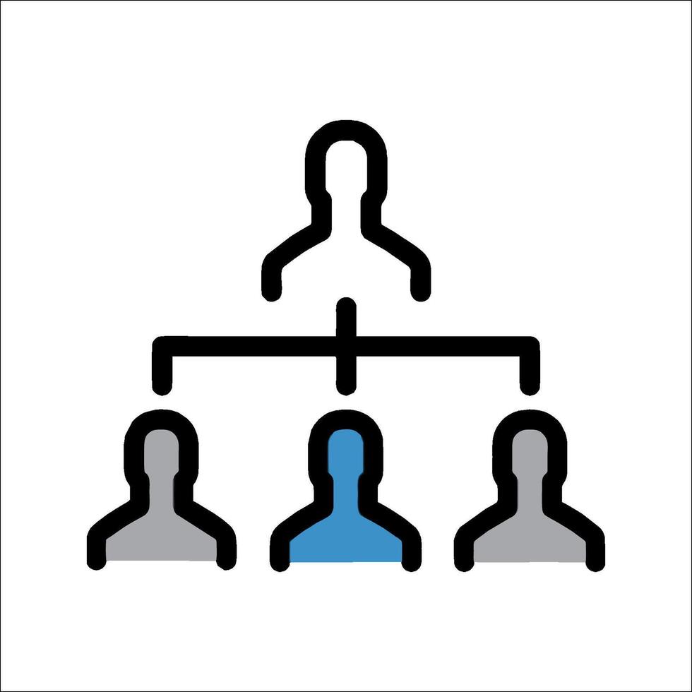 A group of people are shown in a hierarchy vector