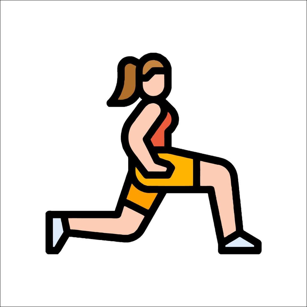 A woman is doing a squat exercise vector